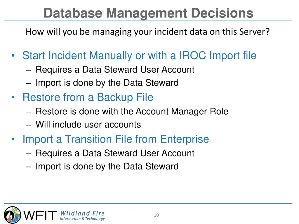 database management decisions