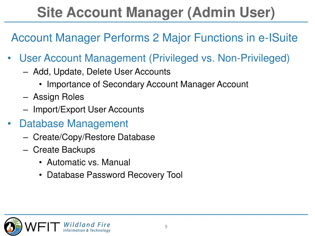 site account manager admin user