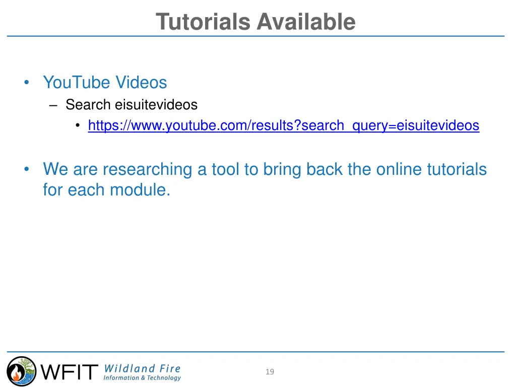 tutorials available