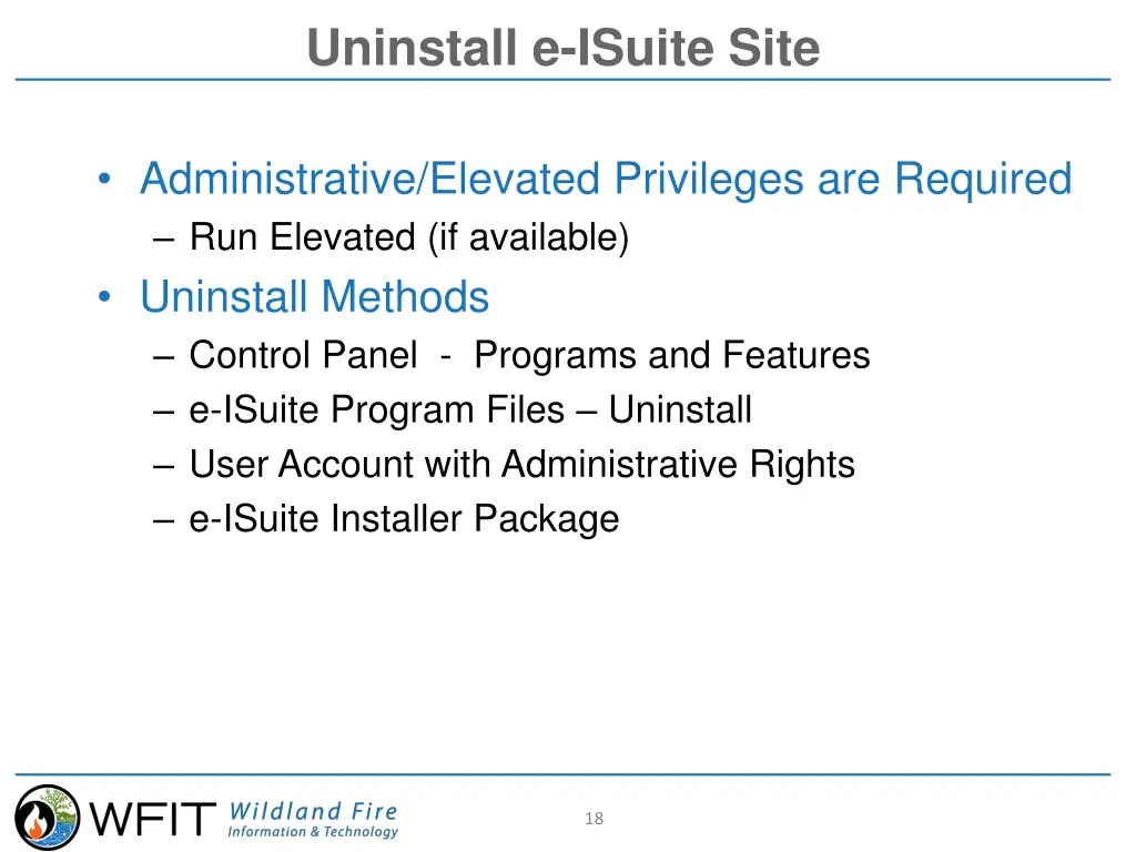 uninstall e isuite site