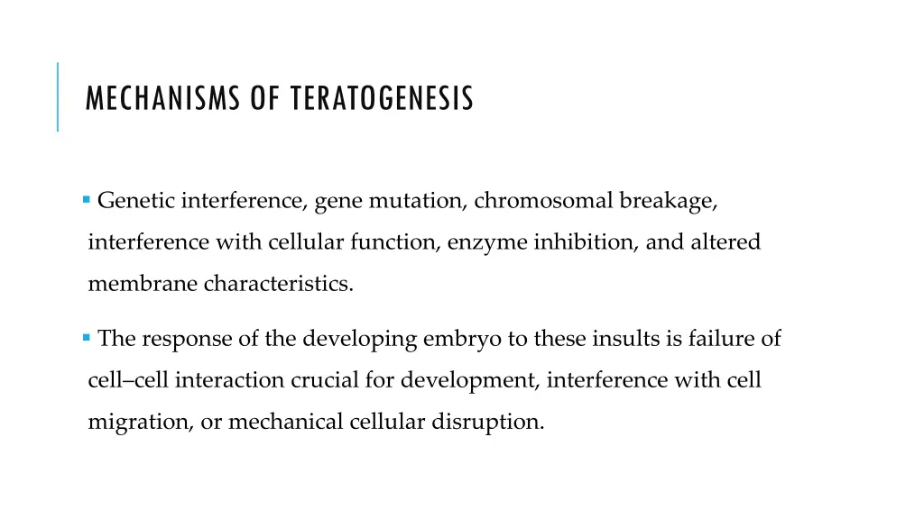 mechanisms of teratogenesis