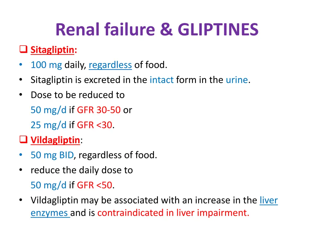 renal failure gliptines sitagliptin 100 mg daily