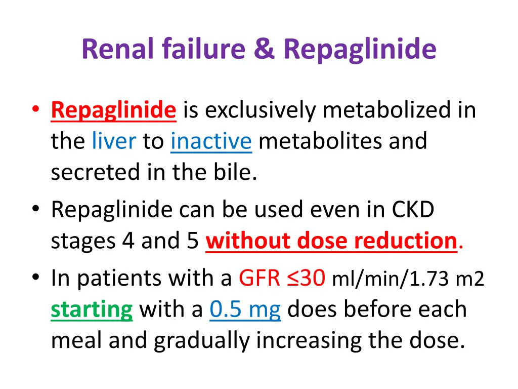 renal failure repaglinide