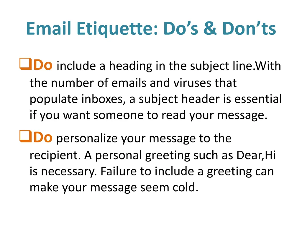 email etiquette do s don ts