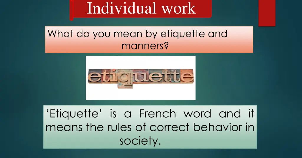 individual work