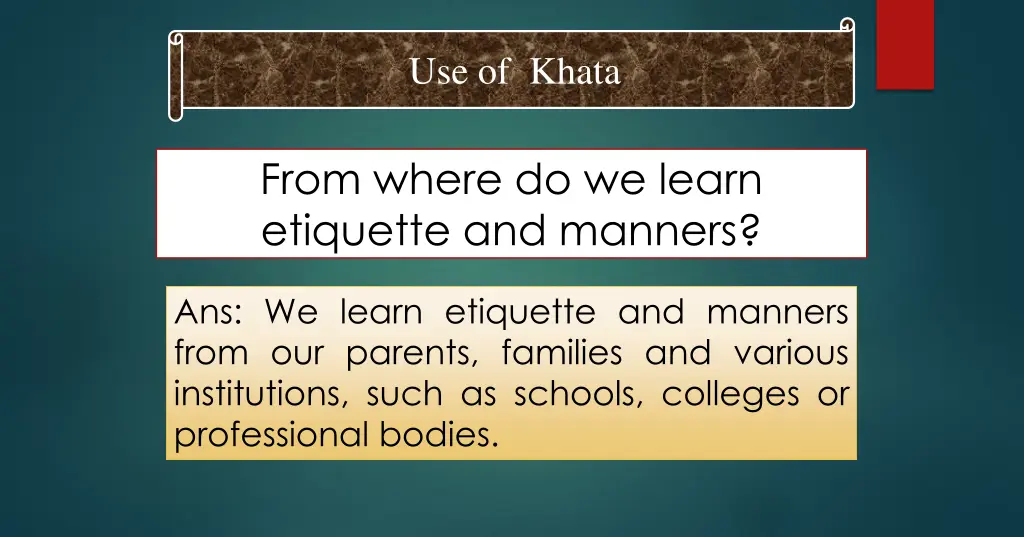 use of khata