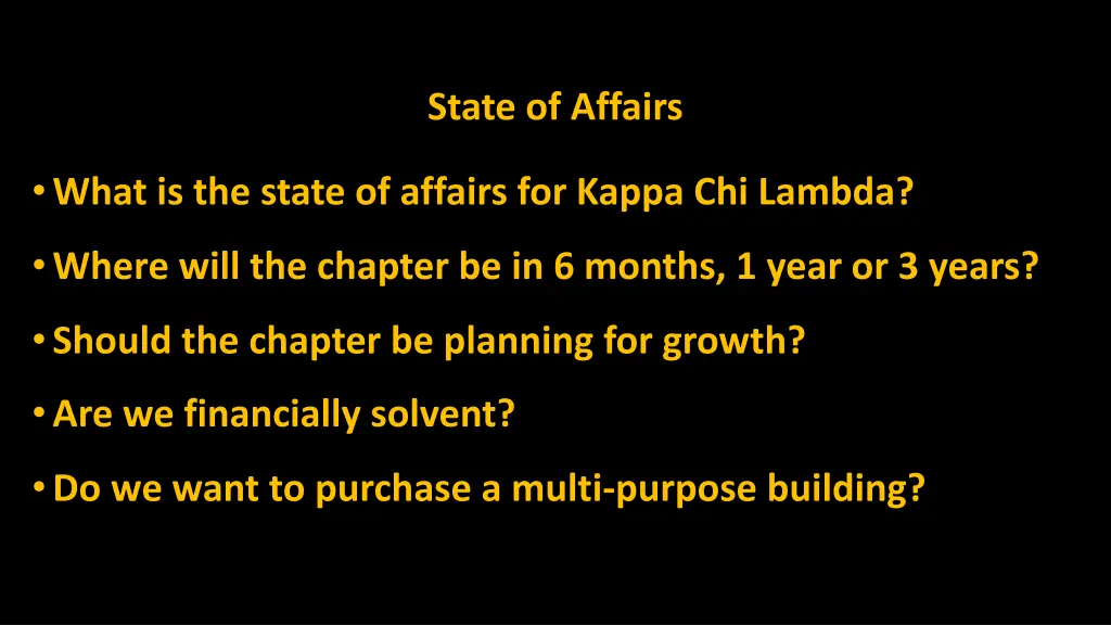 state of affairs