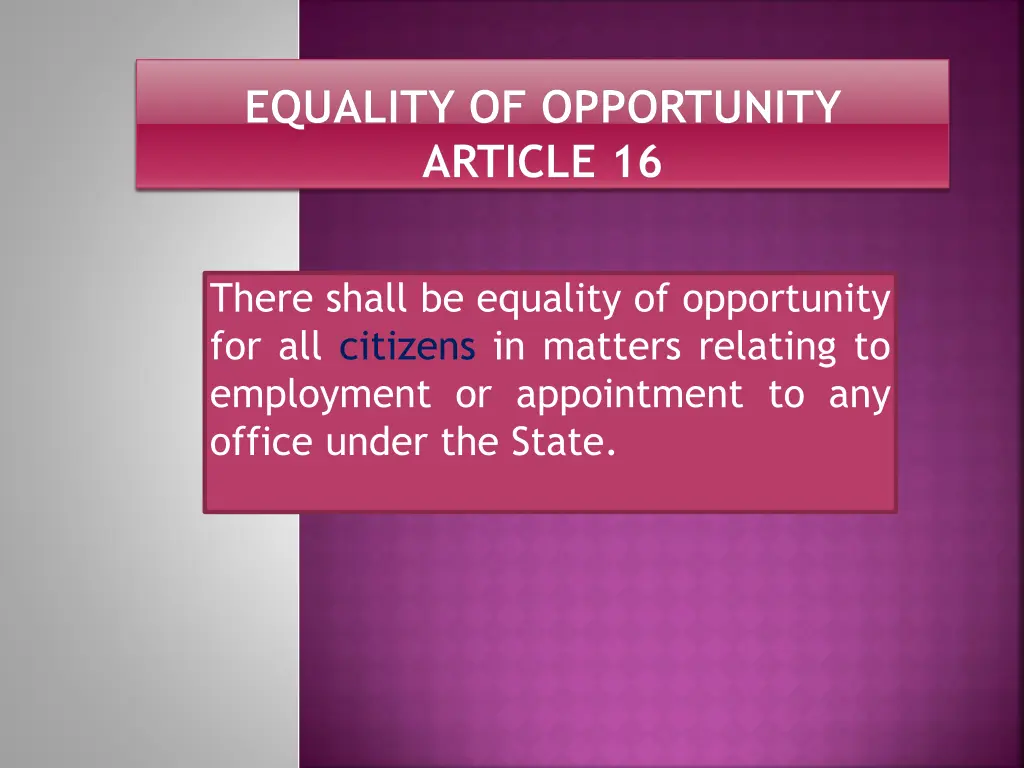 equality of opportunity article 16