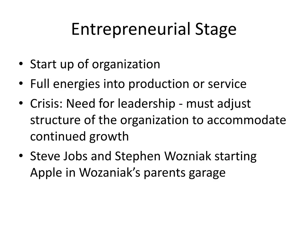 entrepreneurial stage