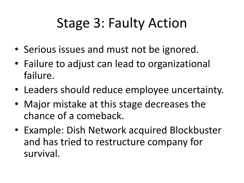 stage 3 faulty action