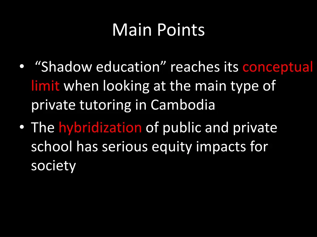 main points