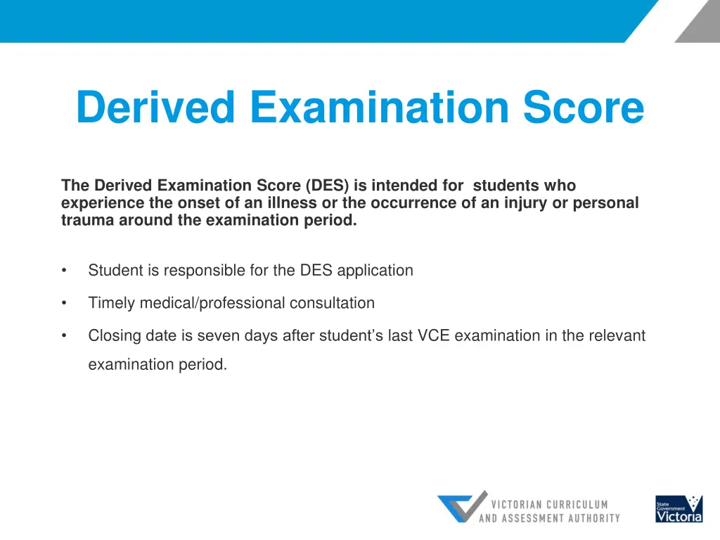 derived examination score
