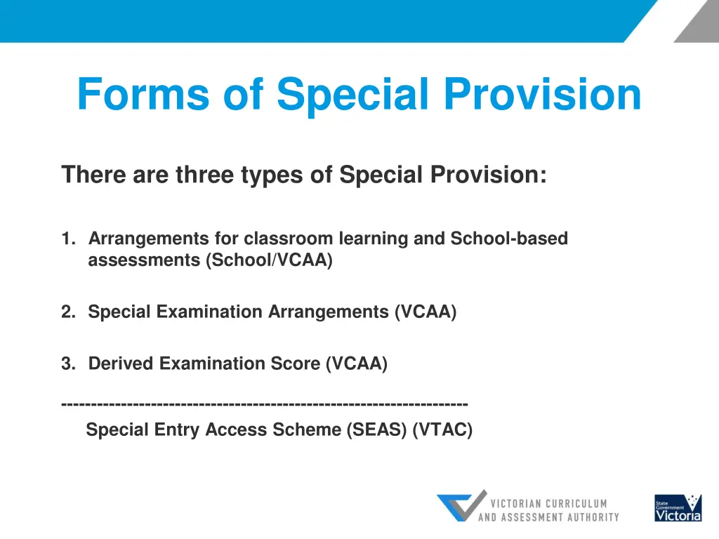 forms of special provision