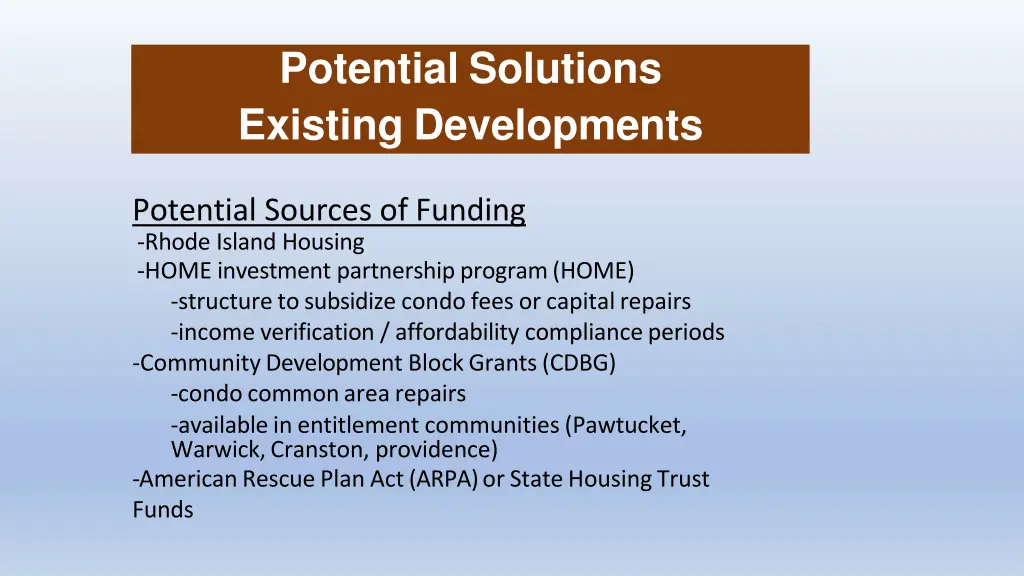 potential solutions existing developments 3