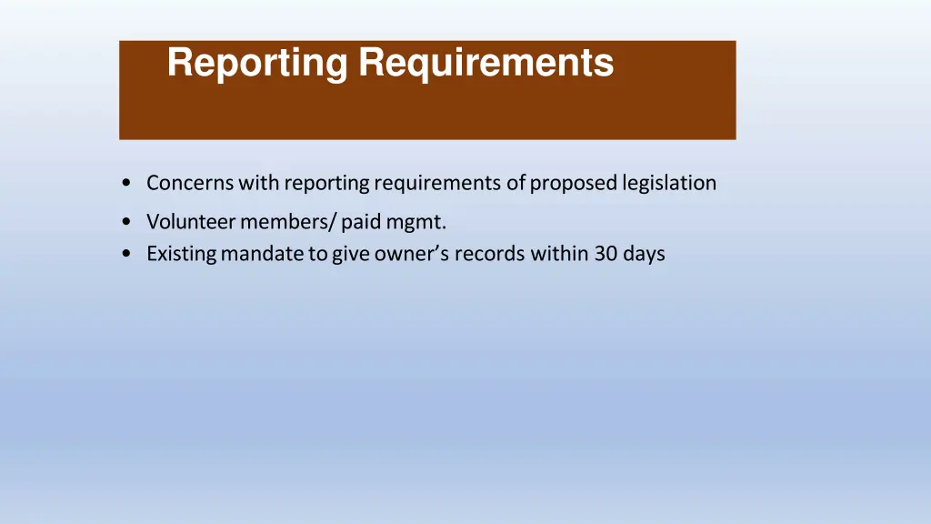 reporting requirements