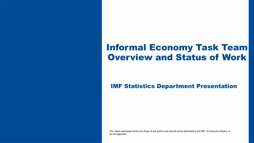 informal economy task team overview and status