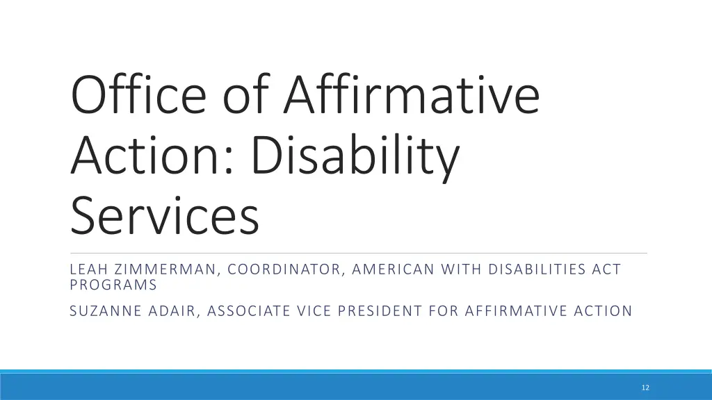 office of affirmative action disability services
