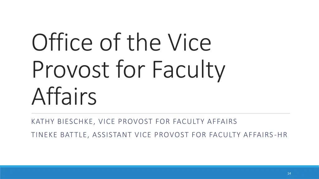 office of the vice provost for faculty affairs