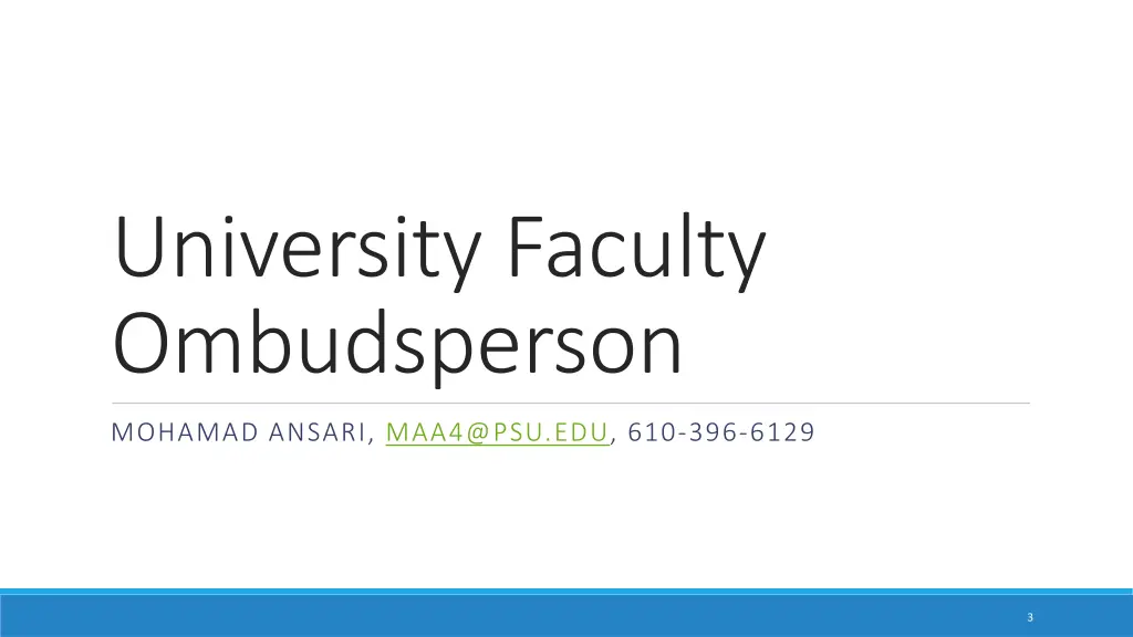 university faculty ombudsperson