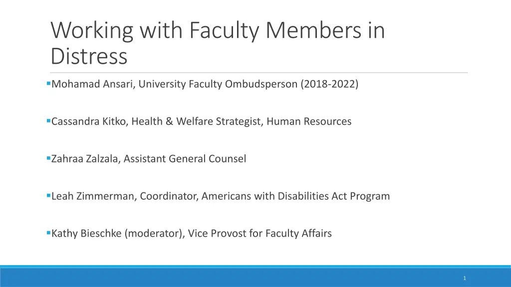 working with faculty members in distress