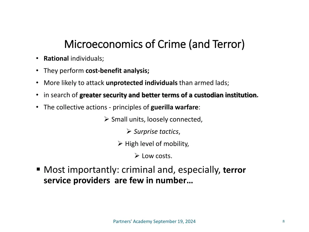 microeconomics of crime and terror microeconomics
