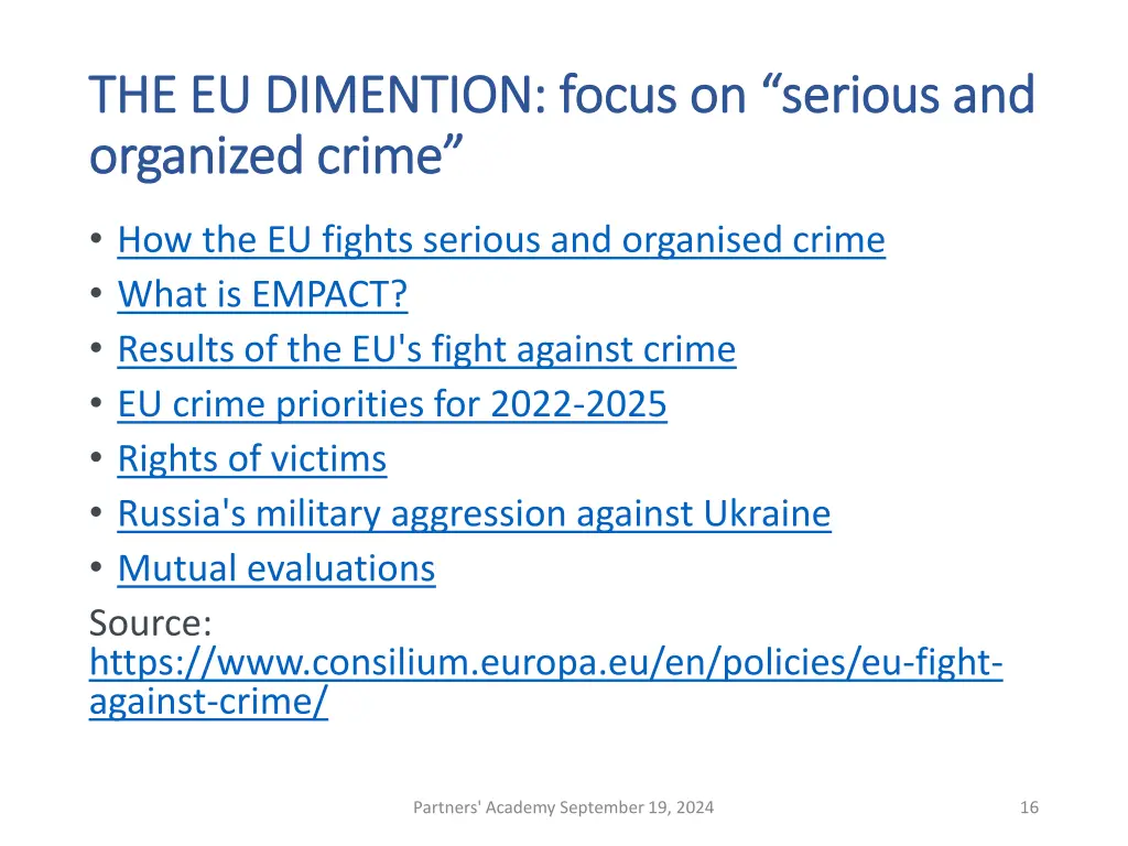 the eu dimention focus on serious