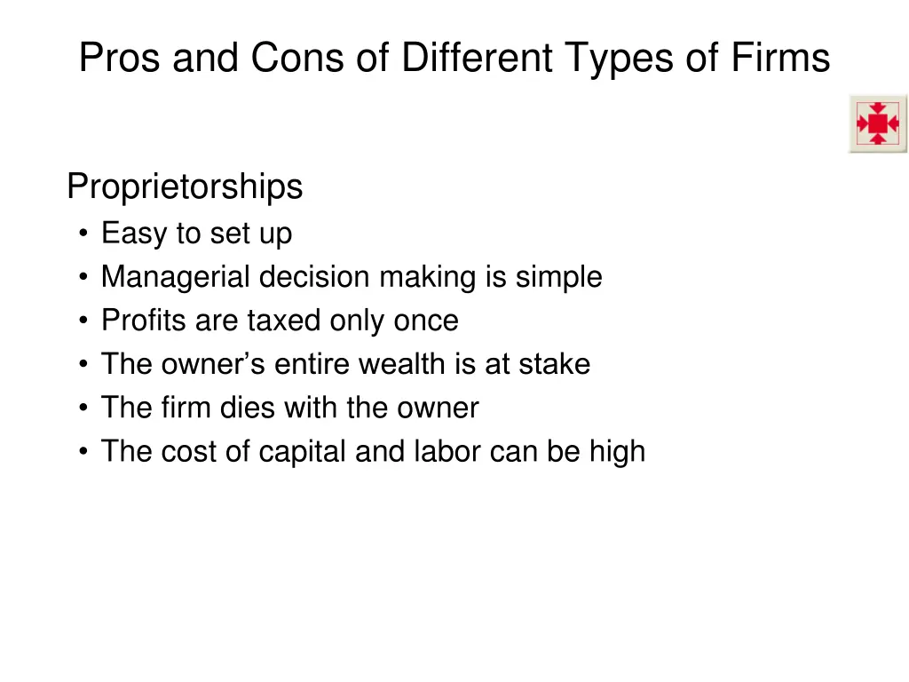 pros and cons of different types of firms