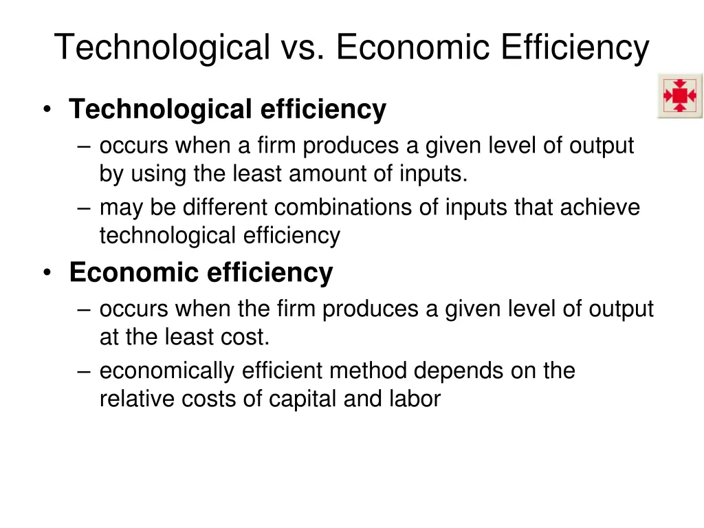 technological vs economic efficiency