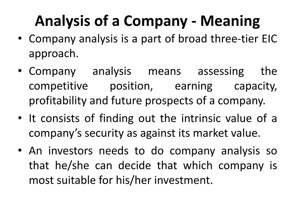 analysis of a company meaning company analysis