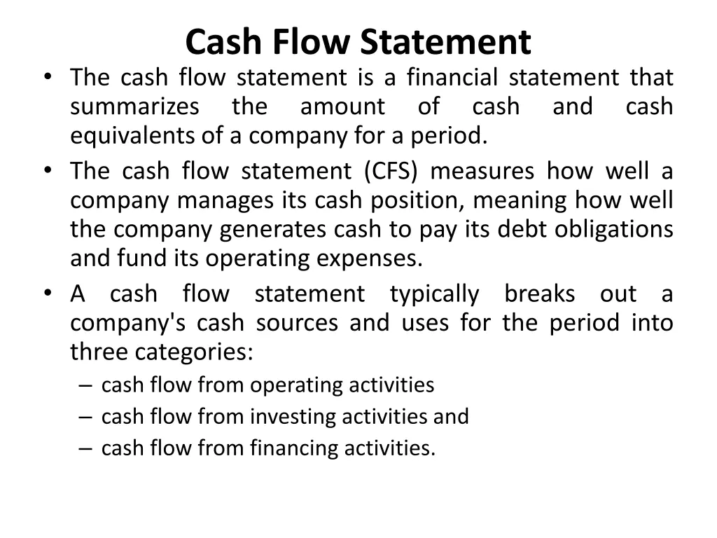 cash flow statement the cash flow statement