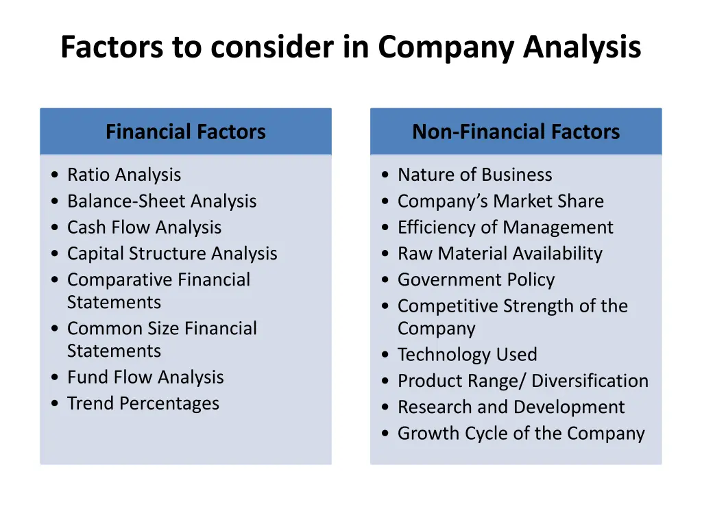 factors to consider in company analysis