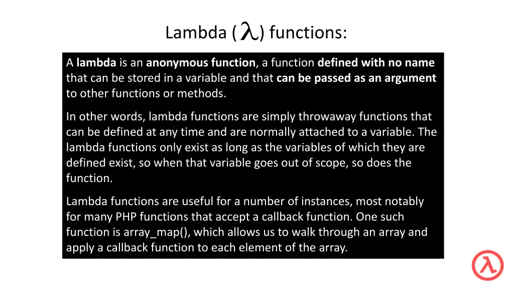 lambda functions