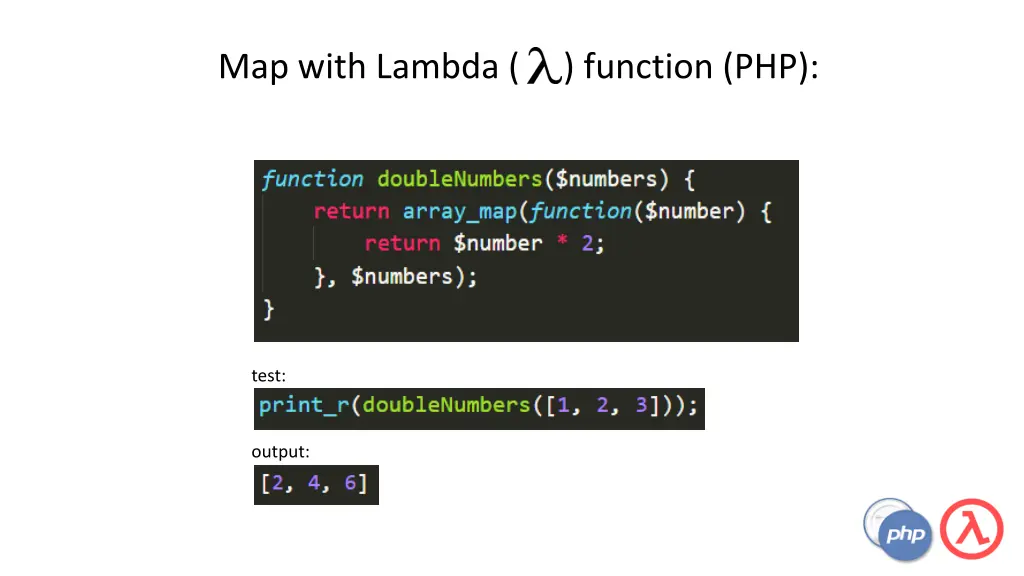 map with lambda function php