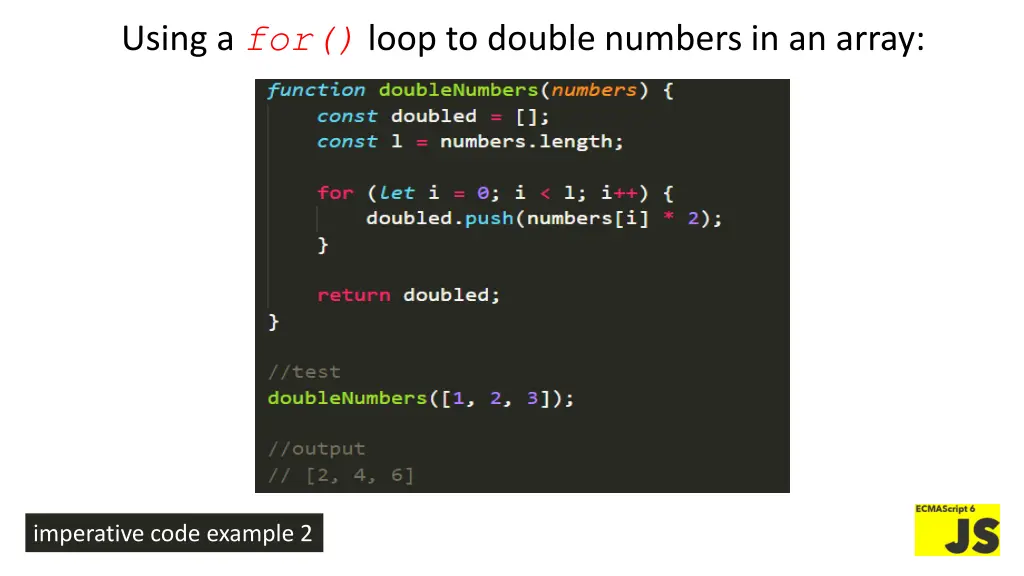 using a for loop to double numbers in an array