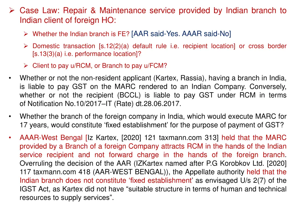 case law repair maintenance service provided