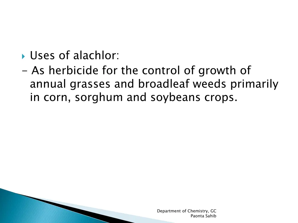 uses of alachlor as herbicide for the control