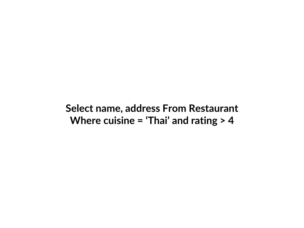 select name address from restaurant where cuisine