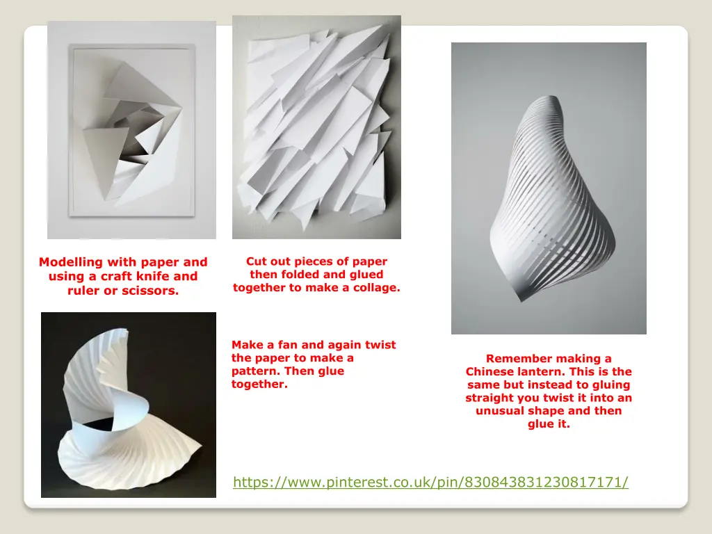 modelling with paper and using a craft knife