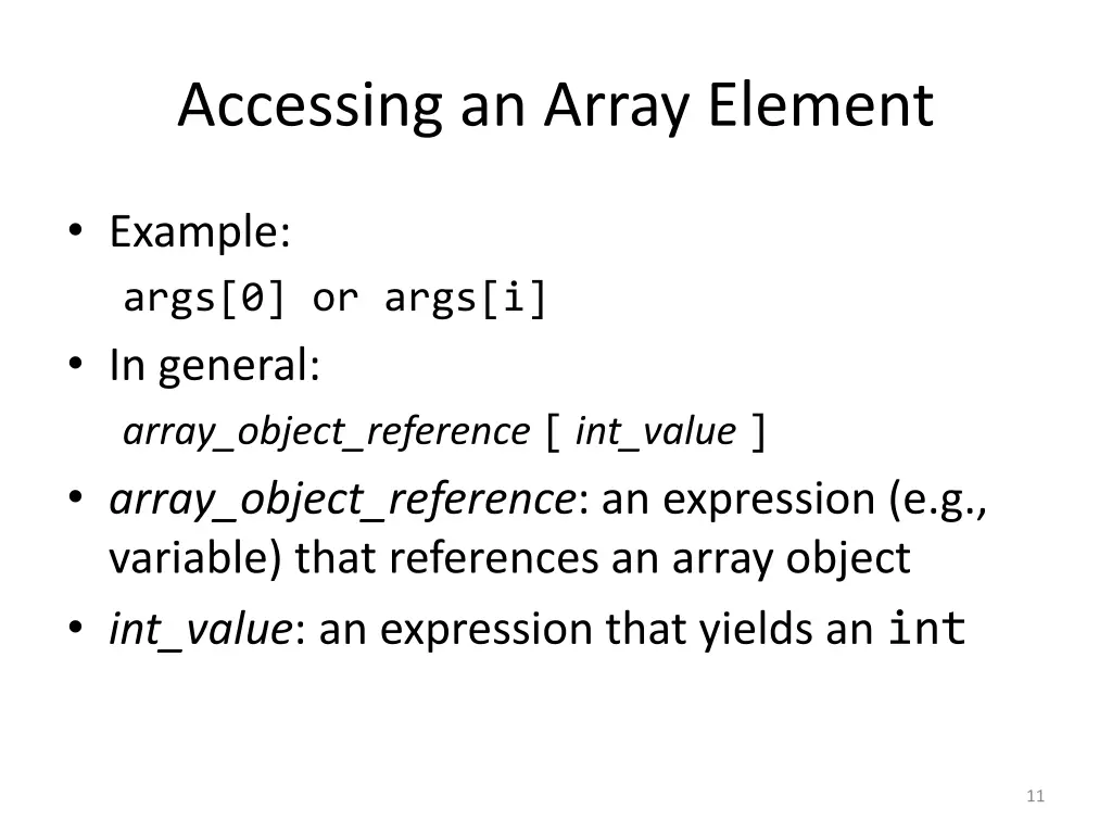 accessing an array element