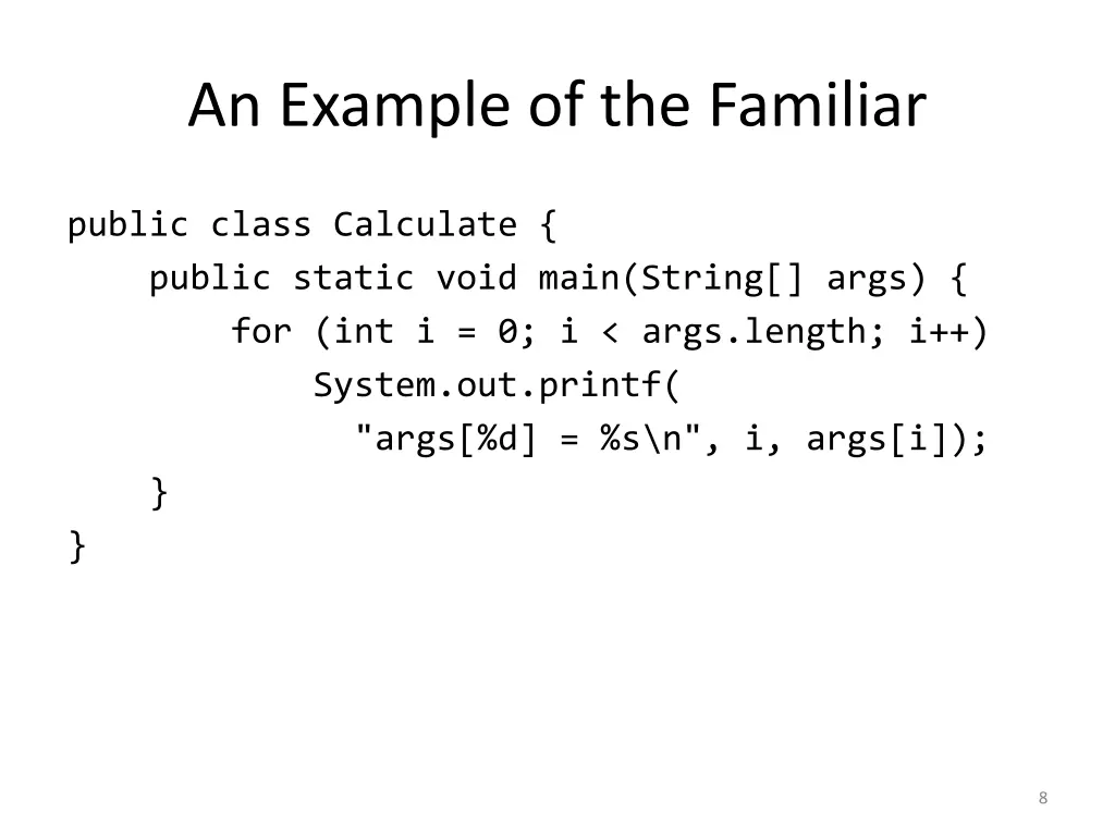 an example of the familiar