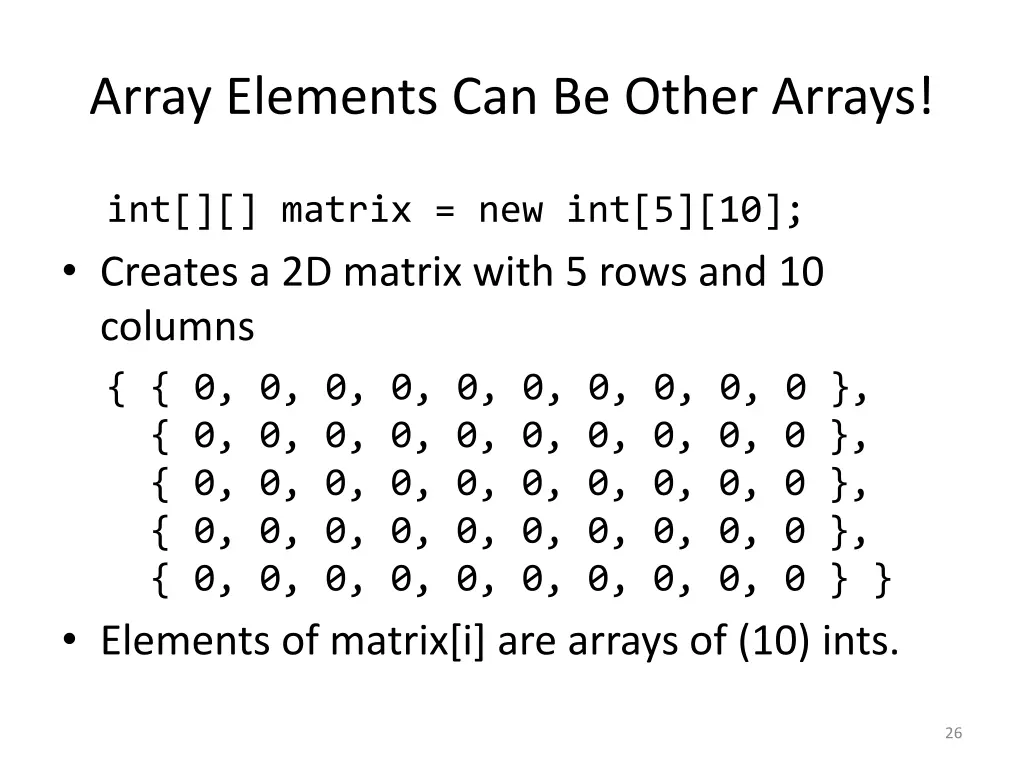 array elements can be other arrays