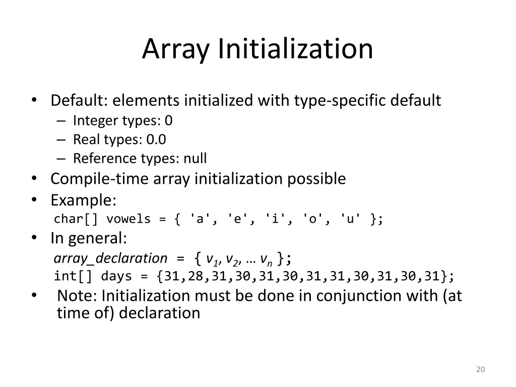array initialization