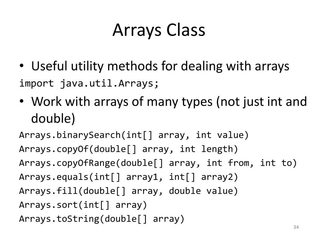 arrays class