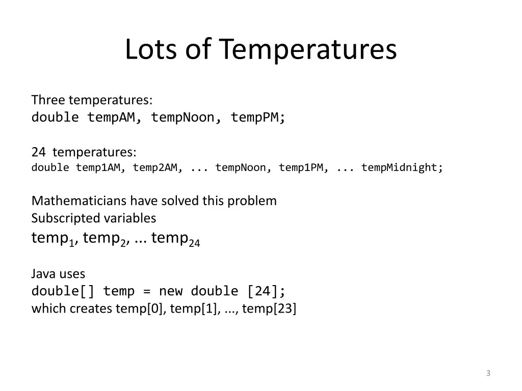 lots of temperatures