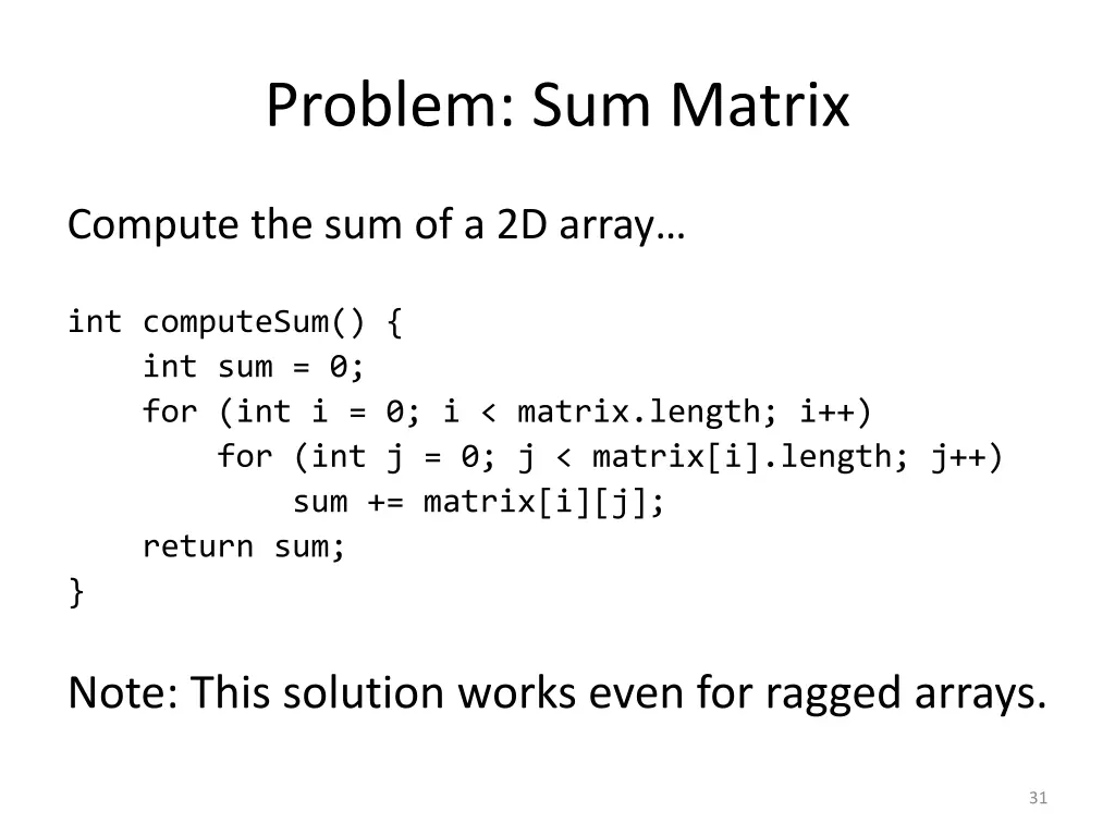 problem sum matrix