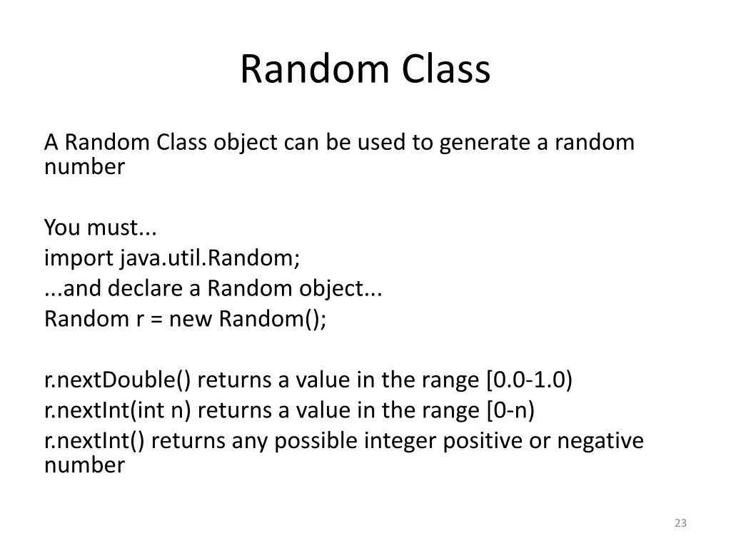 random class