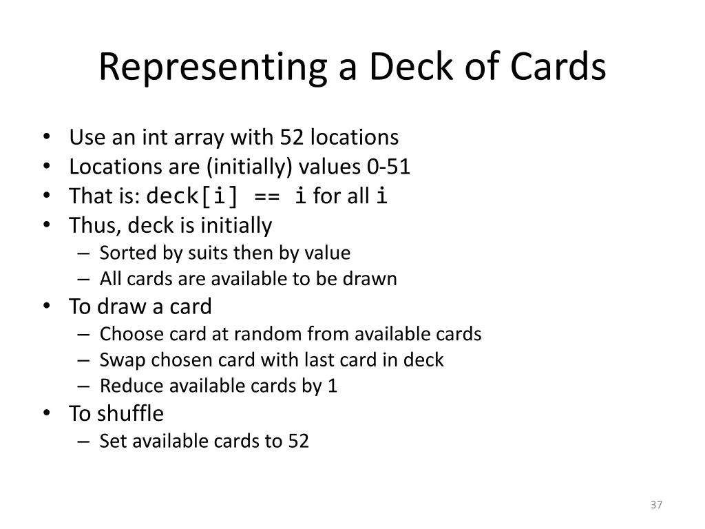 representing a deck of cards