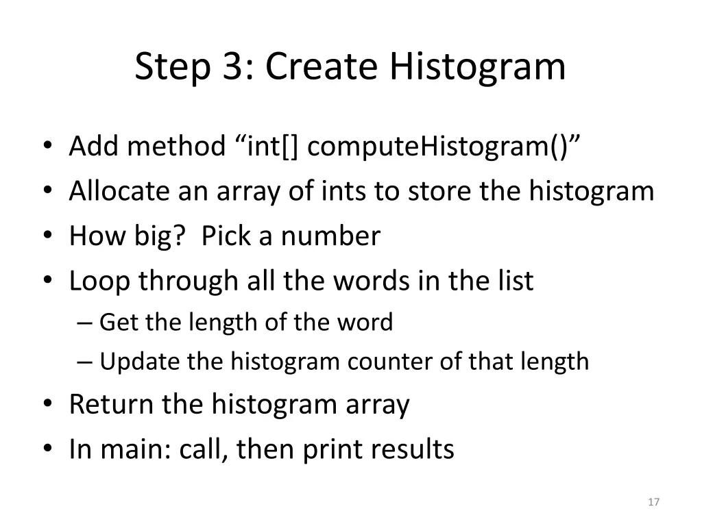 step 3 create histogram