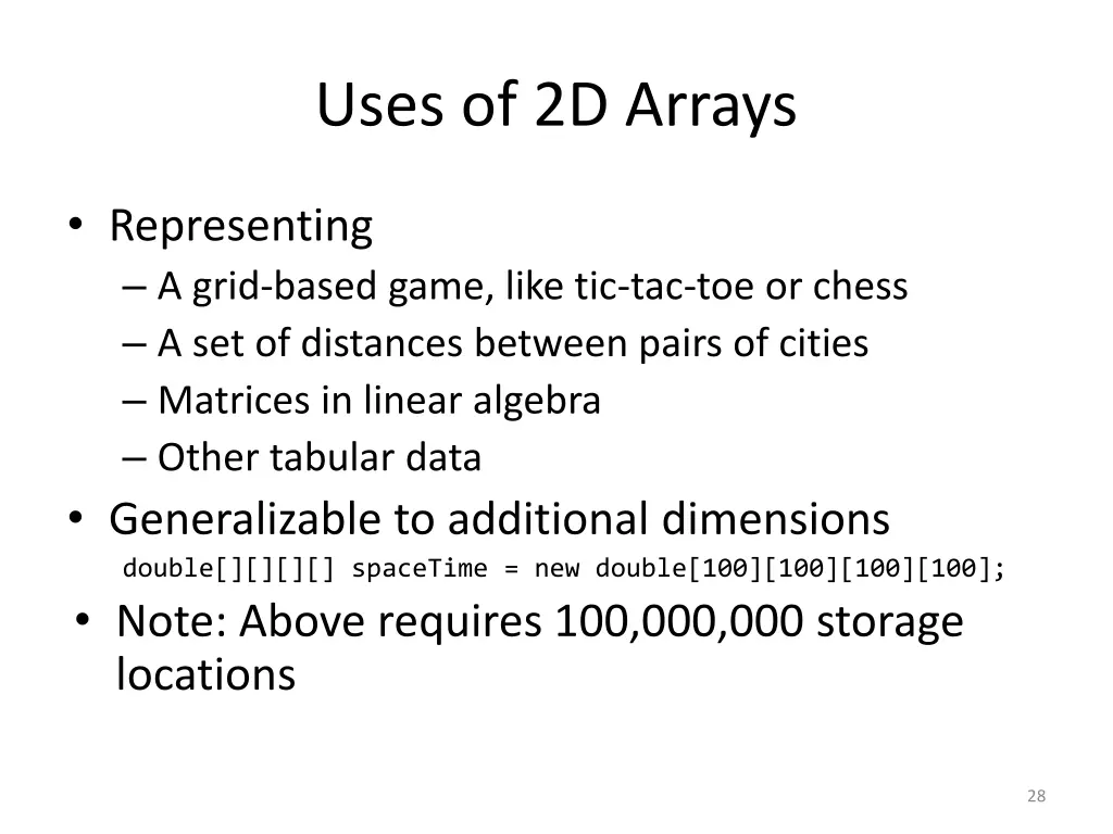 uses of 2d arrays