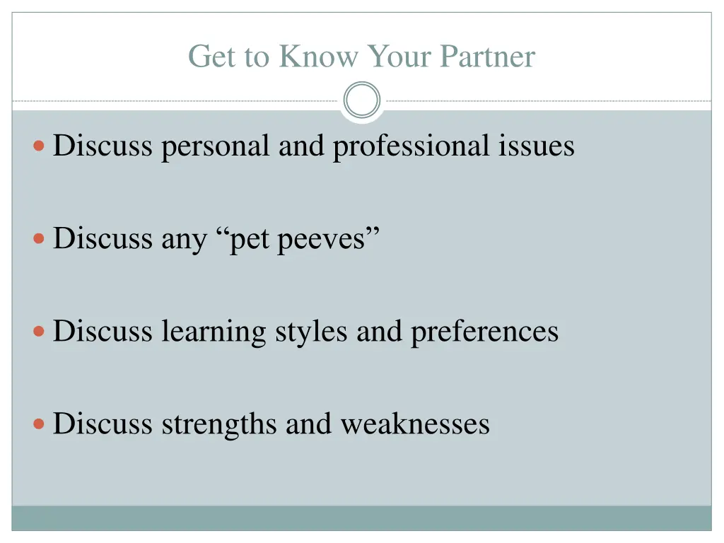 get to know your partner